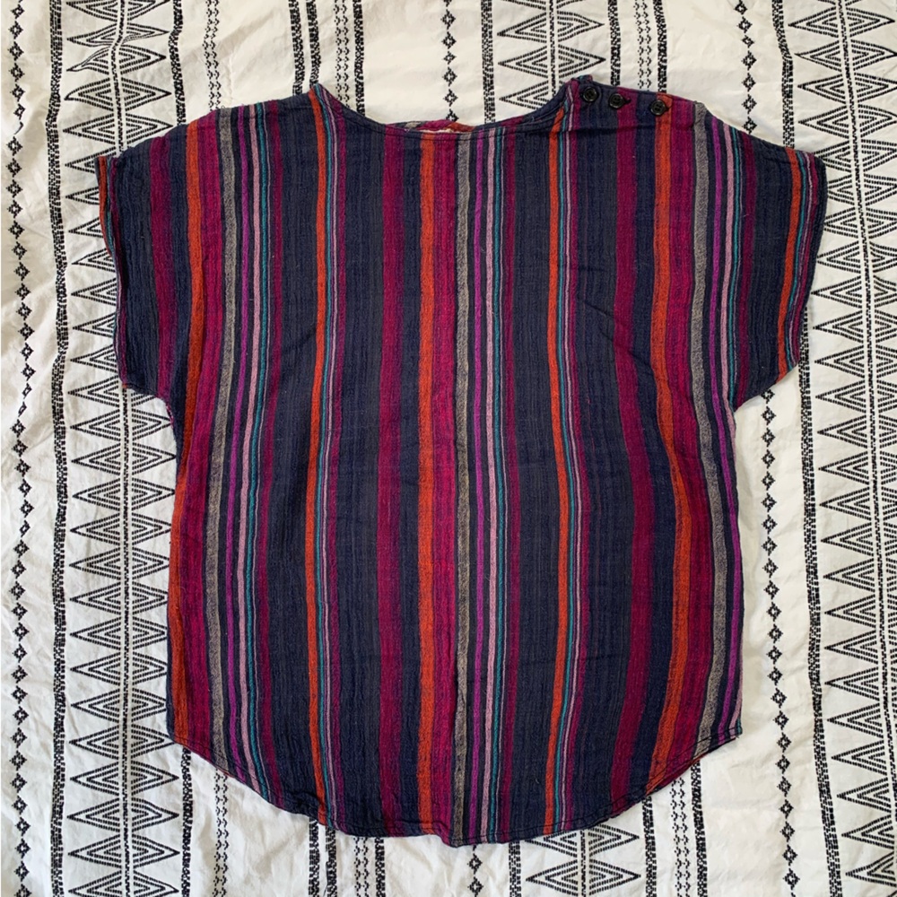 Vintage Multicolor Striped gauzy Blouse
